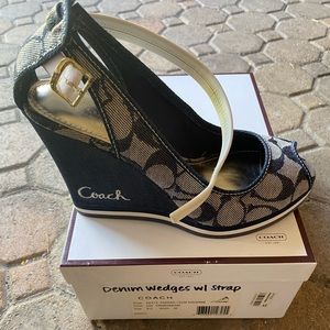 Coach denim wedges woman’s size 8